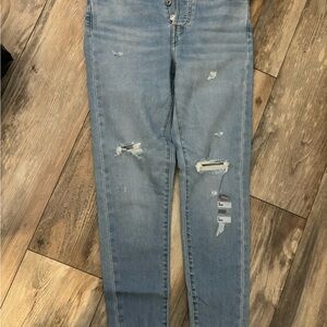 Women's Light Blue Distressed Jeans